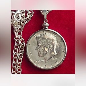 One of a kind Silver coin pendant necklace